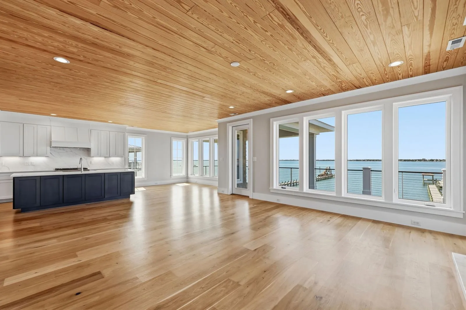 Great room and kitchen with sound views
